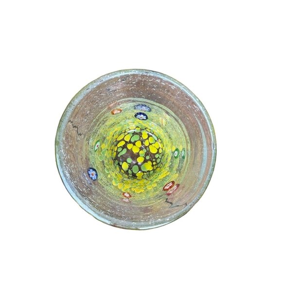 Millefiori Murano Style Low Ball Barware Drinking Glass Hand Blown Bubble‎ VTG - Picture 4 of 4